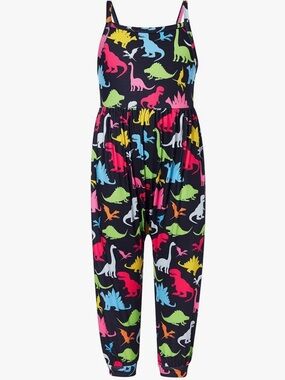 Toddler Girls Black Dinosaur Print Jumpsuit Romper